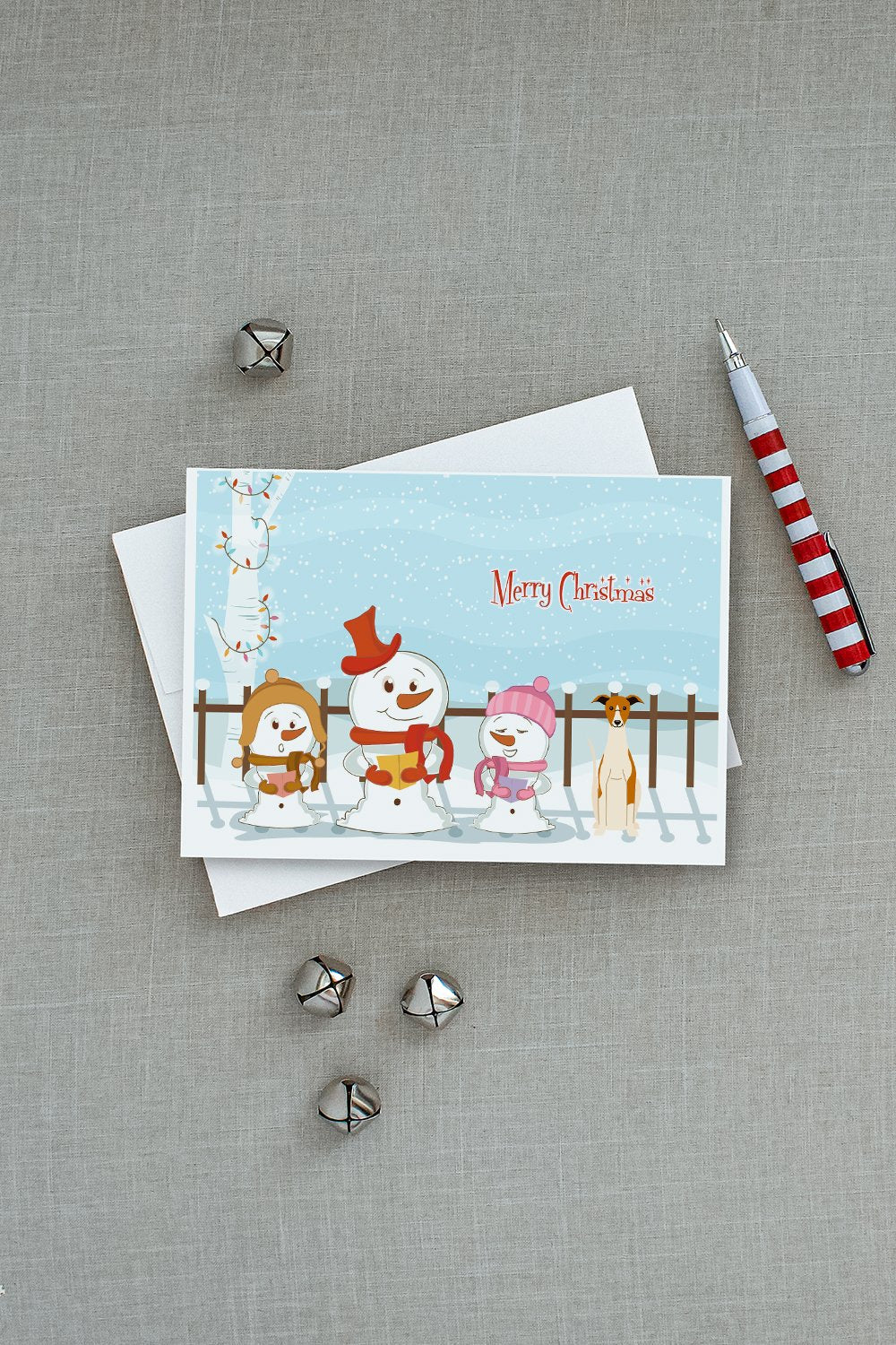 Merry Christmas Carolers Whippet Greeting Cards Pack of 8 Blank Cards with Envelopes Whimsical A7 Size 5x7