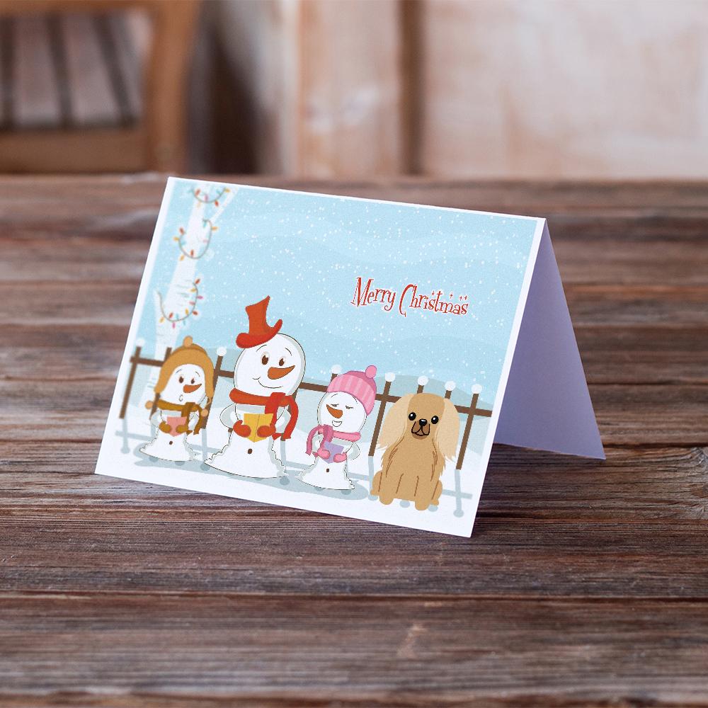 Merry Christmas Carolers Pekingese Fawn Sable Greeting Cards Pack of 8 Blank Cards with Envelopes Whimsical A7 Size 5x7