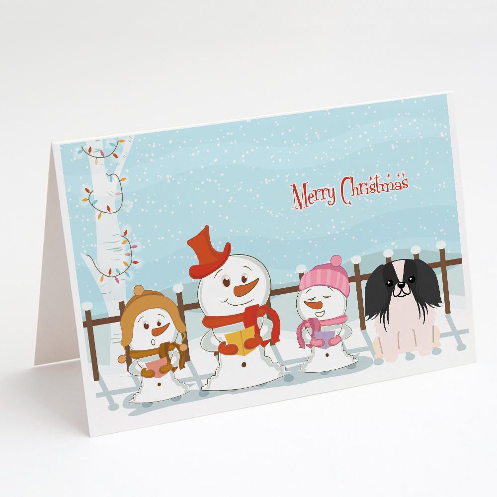 Merry Christmas Carolers Pekingese Black White Greeting Cards Pack of 8 Blank Cards with Envelopes Whimsical A7 Size 5x7