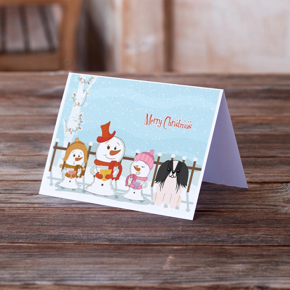 Merry Christmas Carolers Pekingese Black White Greeting Cards Pack of 8 Blank Cards with Envelopes Whimsical A7 Size 5x7