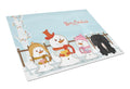 Merry Christmas Carolers Pekingese Black Cutting Board Tempered Glass Kitchen Cutting Surface, Heat Resistant Chopping, Non-Slip Feet, Food Prep & Serving