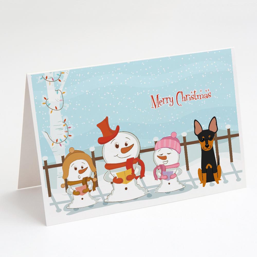 Merry Christmas Carolers English Toy Terrier Greeting Cards Pack of 8 Blank Cards with Envelopes Whimsical A7 Size 5x7