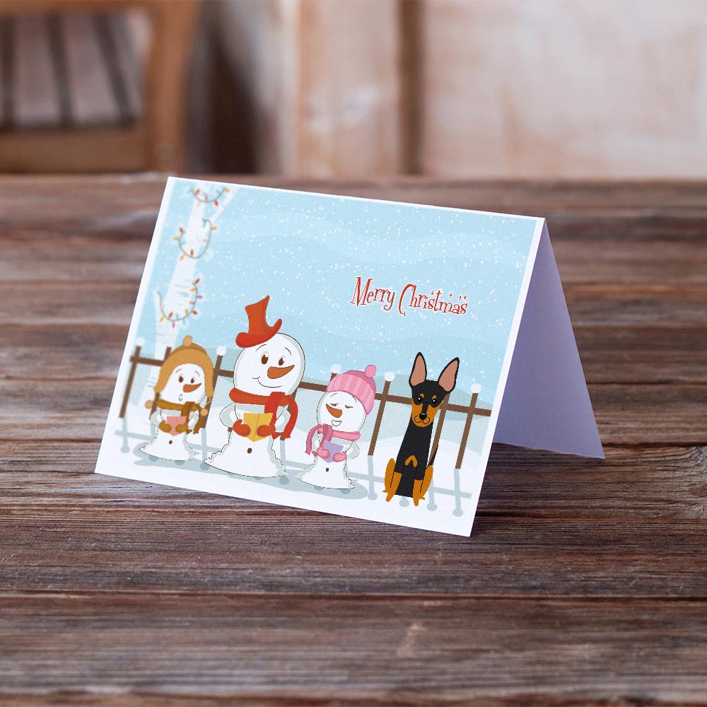 Merry Christmas Carolers English Toy Terrier Greeting Cards Pack of 8 Blank Cards with Envelopes Whimsical A7 Size 5x7