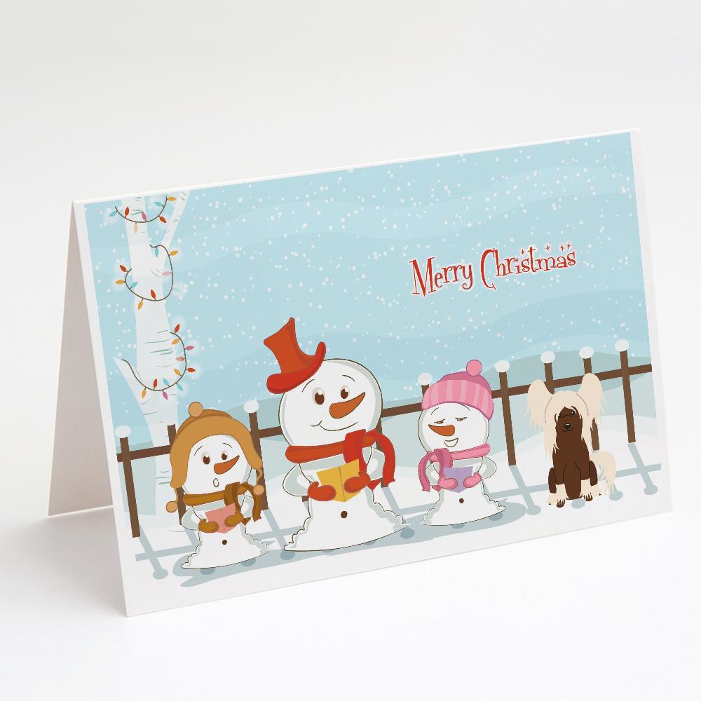 Merry Christmas Carolers Chinese Crested Cream Greeting Cards Pack of 8 Blank Cards with Envelopes Whimsical A7 Size 5x7