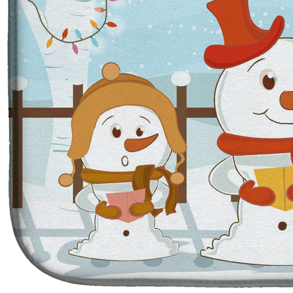 Merry Christmas Carolers White Boxer Cooper Dish Drying Mat Absorbent Dish Drying Mat Pad for Kitchen Counter Dish Drainer Mat for Countertop, 14 x 21", Multicolor