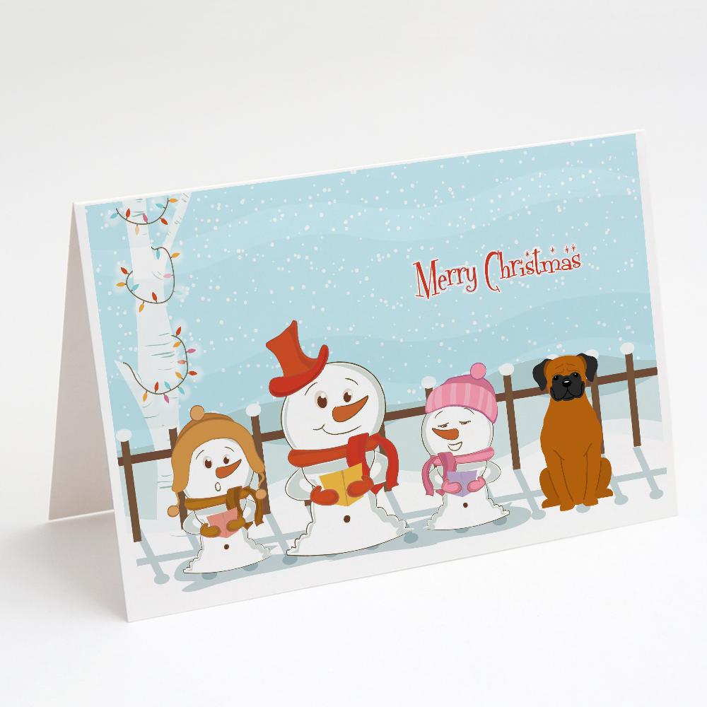 Merry Christmas Carolers Fawn Boxer Greeting Cards Pack of 8 Blank Cards with Envelopes Whimsical A7 Size 5x7
