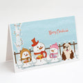 Merry Christmas Carolers English Bulldog Brindle White Greeting Cards Pack of 8 Blank Cards with Envelopes Whimsical A7 Size 5x7