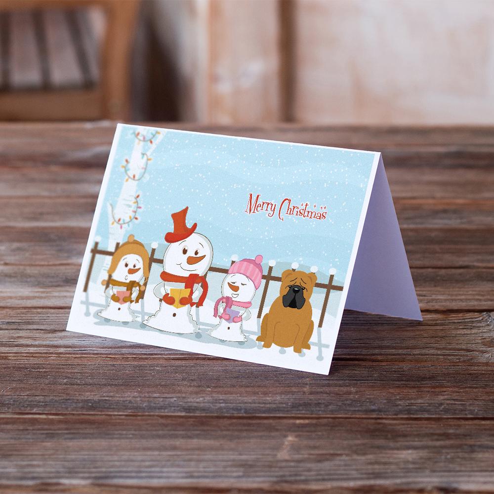 Merry Christmas Carolers English Bulldog Red Greeting Cards Pack of 8 Blank Cards with Envelopes Whimsical A7 Size 5x7