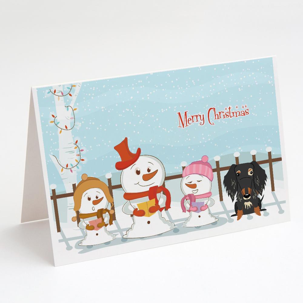 Merry Christmas Carolers Wire Haired Dachshund Dapple Greeting Cards Pack of 8 Blank Cards with Envelopes Whimsical A7 Size 5x7
