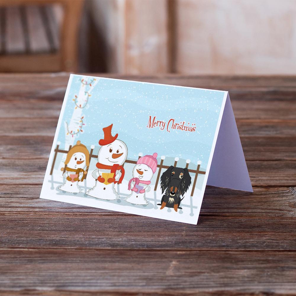 Merry Christmas Carolers Wire Haired Dachshund Dapple Greeting Cards Pack of 8 Blank Cards with Envelopes Whimsical A7 Size 5x7