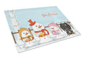 Merry Christmas Carolers Wire Haired Dachshund Dapple Cutting Board Tempered Glass Kitchen Cutting Surface, Heat Resistant Chopping, Non-Slip Feet, Food Prep & Serving