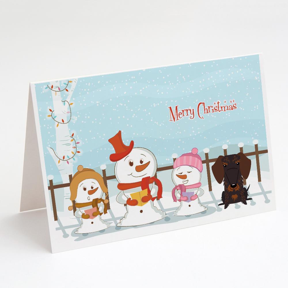 Merry Christmas Carolers Wire Haired Dachshund Chocolate Greeting Cards Pack of 8 Blank Cards with Envelopes Whimsical A7 Size 5x7