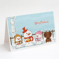 Merry Christmas Carolers Dachshund Red Brown Greeting Cards Pack of 8 Blank Cards with Envelopes Whimsical A7 Size 5x7