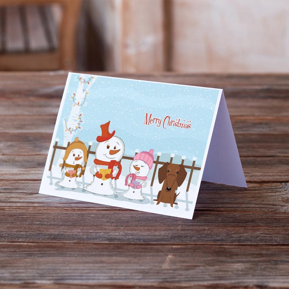 Merry Christmas Carolers Dachshund Red Brown Greeting Cards Pack of 8 Blank Cards with Envelopes Whimsical A7 Size 5x7