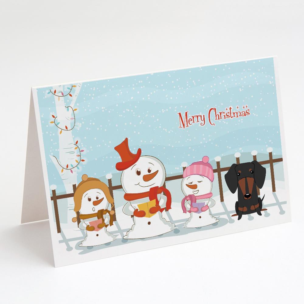 Merry Christmas Carolers Dachshund Black Tan Greeting Cards Pack of 8 Blank Cards with Envelopes Whimsical A7 Size 5x7