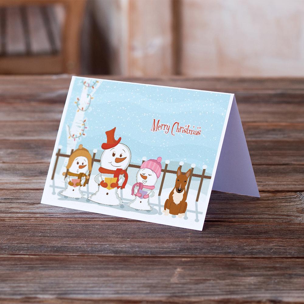Merry Christmas Carolers Bull Terrier Red Greeting Cards Pack of 8 Blank Cards with Envelopes Whimsical A7 Size 5x7