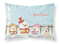 Merry Christmas Carolers Bull Terrier White Standard Pillowcase Lightweight Super Soft Easy Care Decorative Artwork Pillowcase, Standard