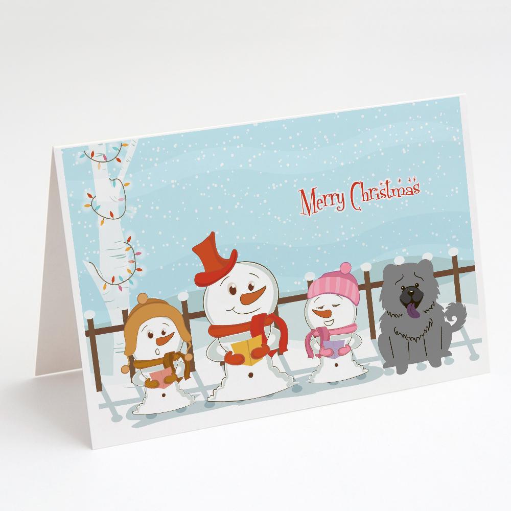 Merry Christmas Carolers Chow Chow Blue Greeting Cards Pack of 8 Blank Cards with Envelopes Whimsical A7 Size 5x7