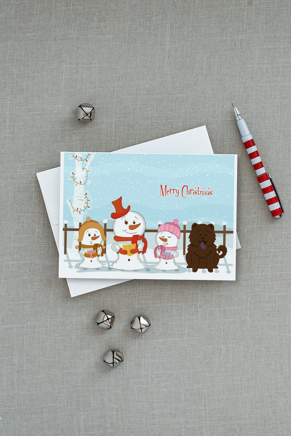 Merry Christmas Carolers Chow Chow Chocolate Greeting Cards Pack of 8 Blank Cards with Envelopes Whimsical A7 Size 5x7