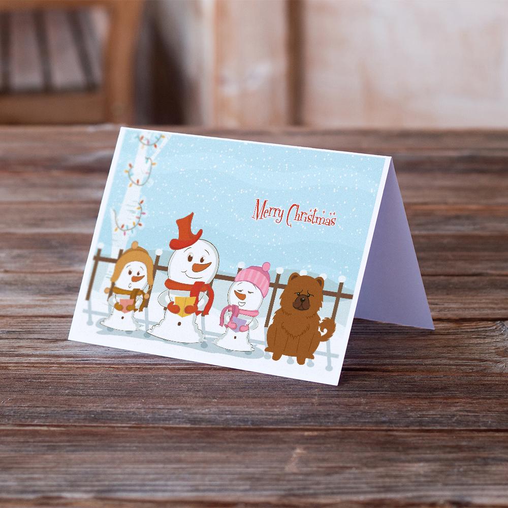 Merry Christmas Carolers Chow Chow Red Greeting Cards Pack of 8 Blank Cards with Envelopes Whimsical A7 Size 5x7