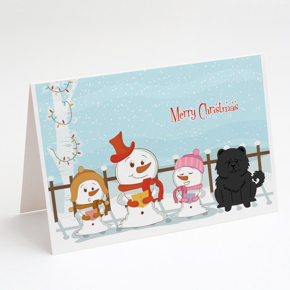 Merry Christmas Carolers Chow Chow Black Greeting Cards Pack of 8 Blank Cards with Envelopes Whimsical A7 Size 5x7