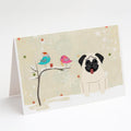 Christmas Presents between Friends Pug - Cream Greeting Cards Pack of 8 Blank Cards with Envelopes Whimsical A7 Size 5x7