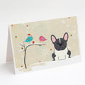 Christmas Presents between Friends French Bulldog - Black and White Greeting Cards Pack of 8 Blank Cards with Envelopes Whimsical A7 Size 5x7