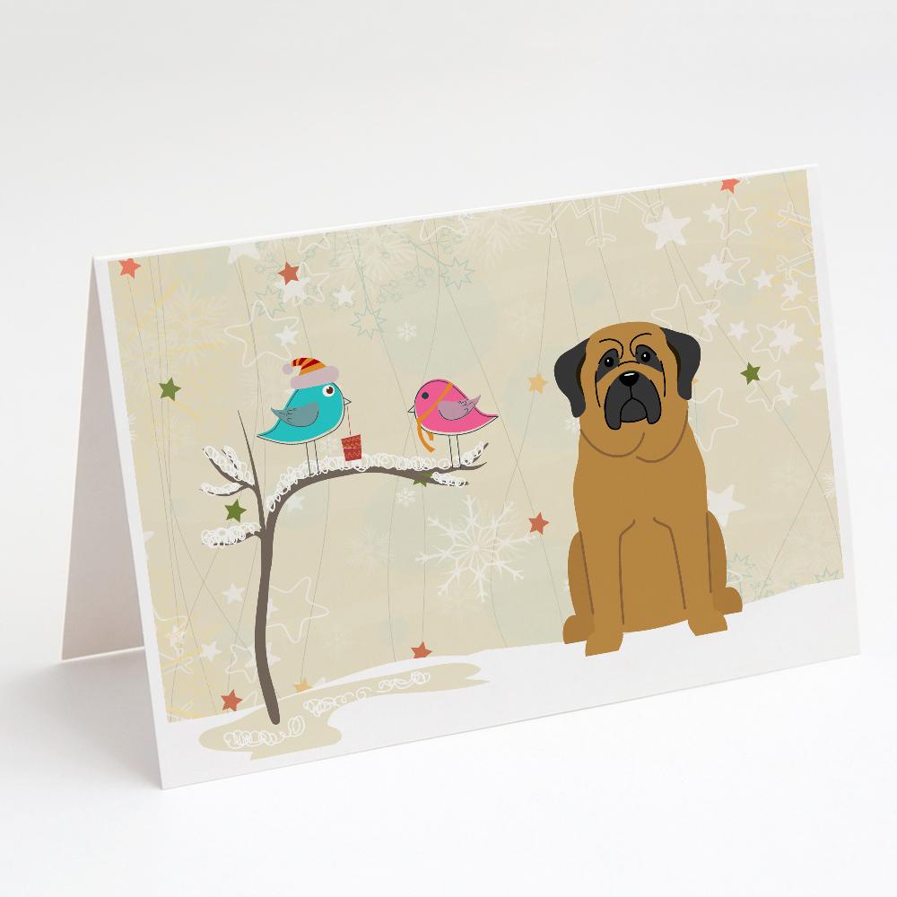 Christmas Presents between Friends Mastiff Greeting Cards Pack of 8 Blank Cards with Envelopes Whimsical A7 Size 5x7