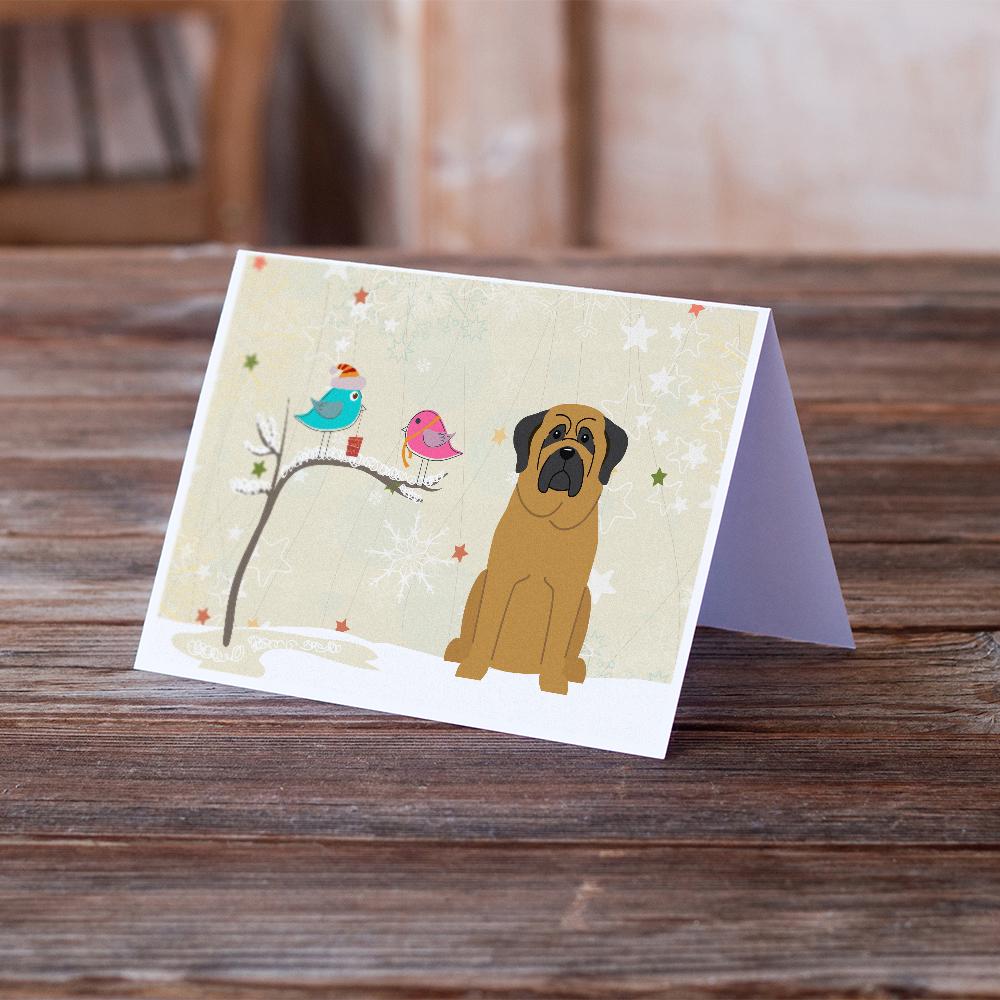 Christmas Presents between Friends Mastiff Greeting Cards Pack of 8 Blank Cards with Envelopes Whimsical A7 Size 5x7