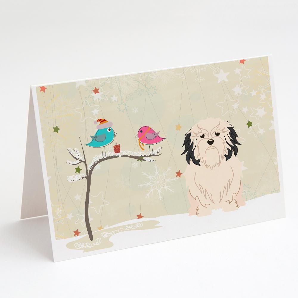 Christmas Presents between Friends Lowchen Greeting Cards Pack of 8 Blank Cards with Envelopes Whimsical A7 Size 5x7
