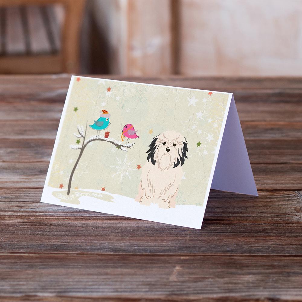Christmas Presents between Friends Lowchen Greeting Cards Pack of 8 Blank Cards with Envelopes Whimsical A7 Size 5x7