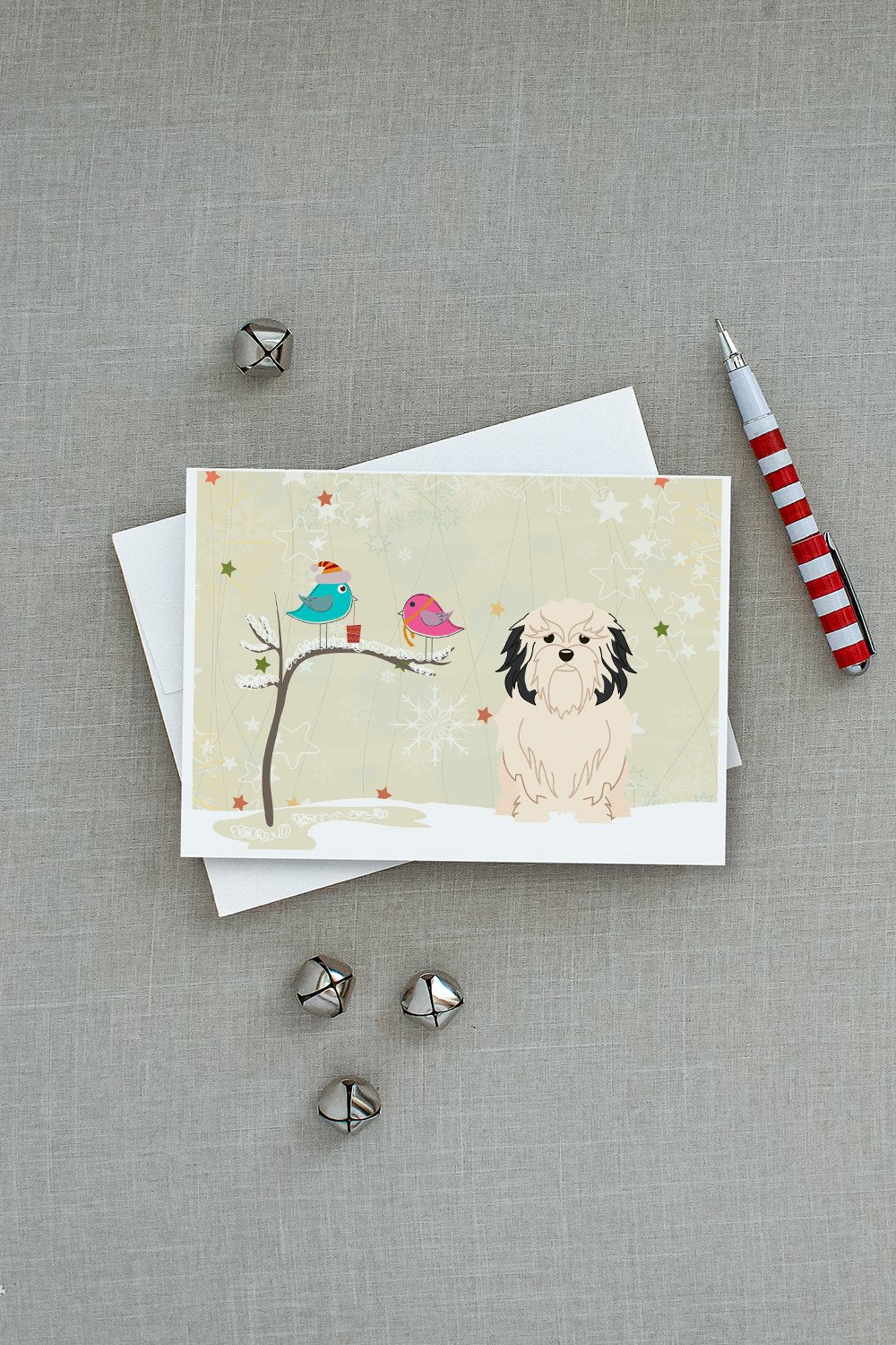 Christmas Presents between Friends Lowchen Greeting Cards Pack of 8 Blank Cards with Envelopes Whimsical A7 Size 5x7