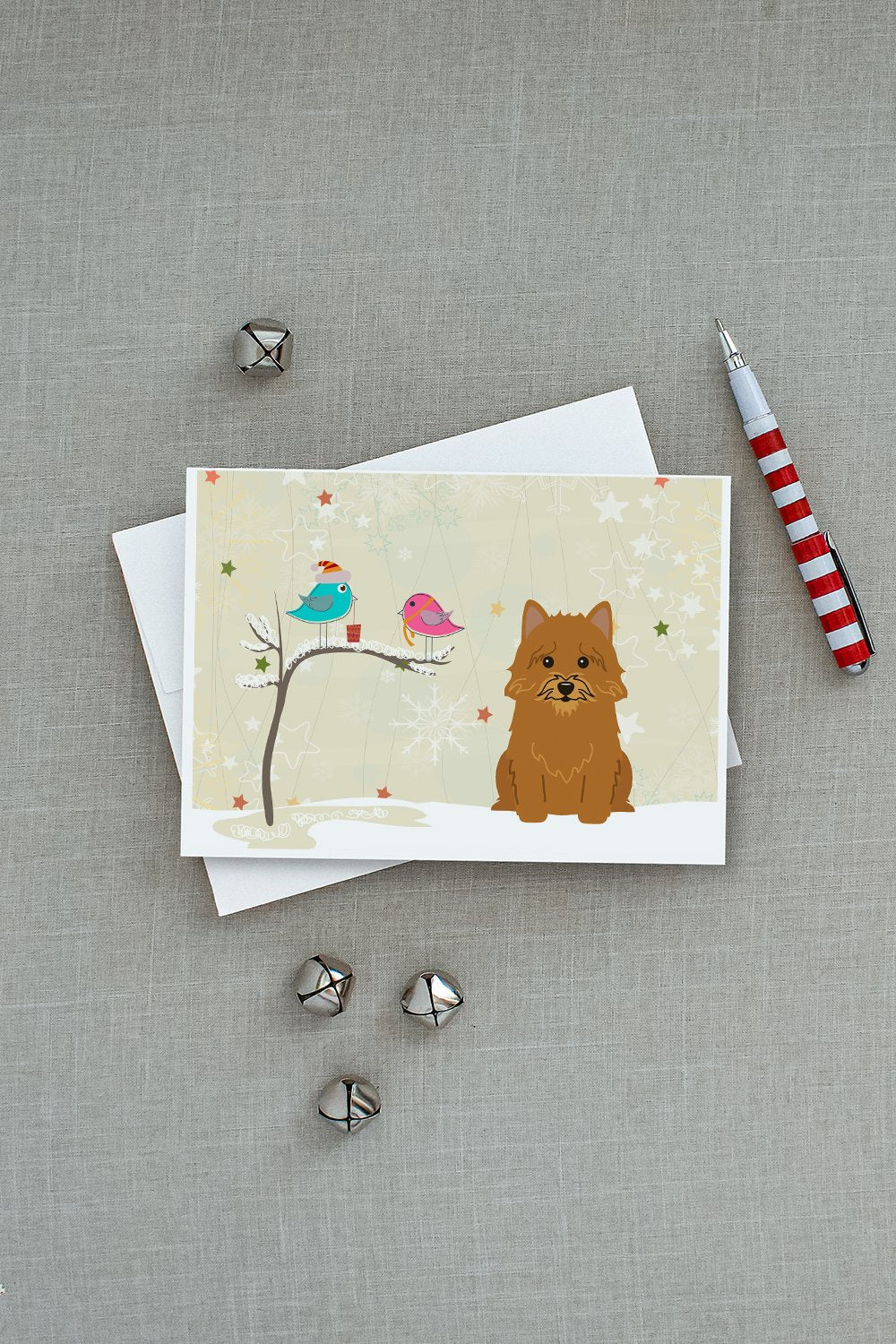 Christmas Presents between Friends Norwich Terrier Greeting Cards Pack of 8 Blank Cards with Envelopes Whimsical A7 Size 5x7