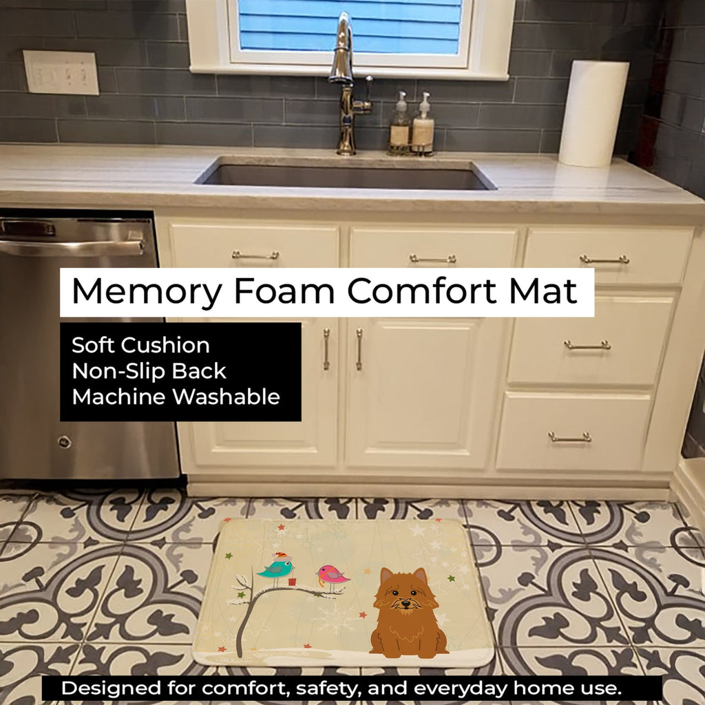 Christmas Presents between Friends Norwich Terrier Memory Foam Kitchen Mat Machine Washable Anti-Fatigue Cushion Comfort Bath or Kitchen Rug