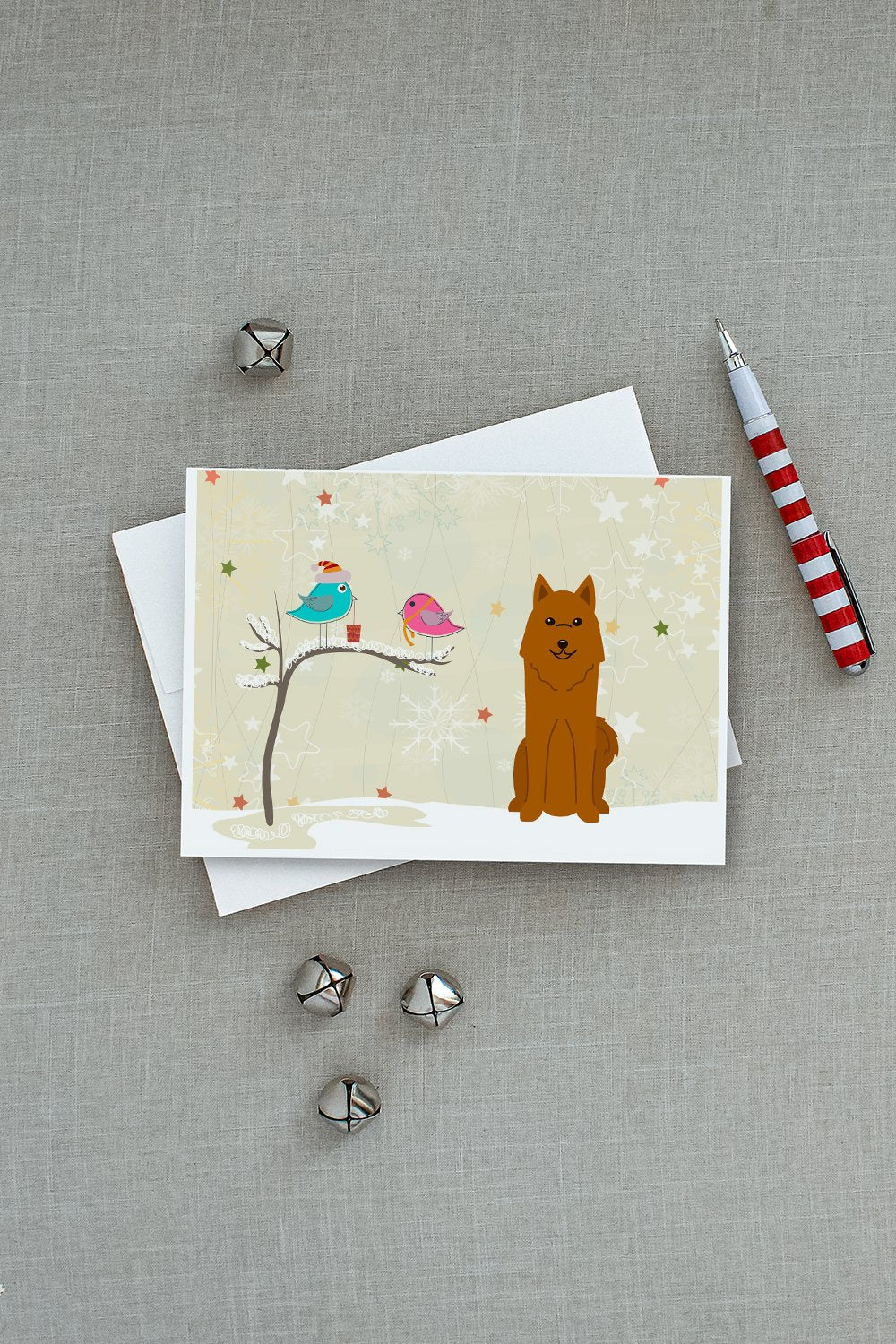 Christmas Presents between Friends Karelian Bear Dog Greeting Cards Pack of 8 Blank Cards with Envelopes Whimsical A7 Size 5x7
