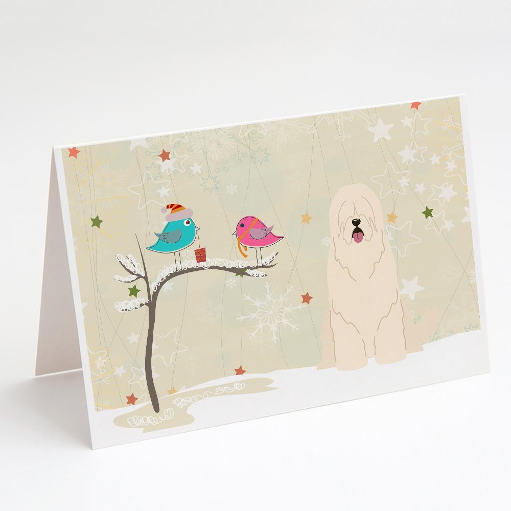 Christmas Presents between Friends South Russian Sheepdog Greeting Cards Pack of 8 Blank Cards with Envelopes Whimsical A7 Size 5x7