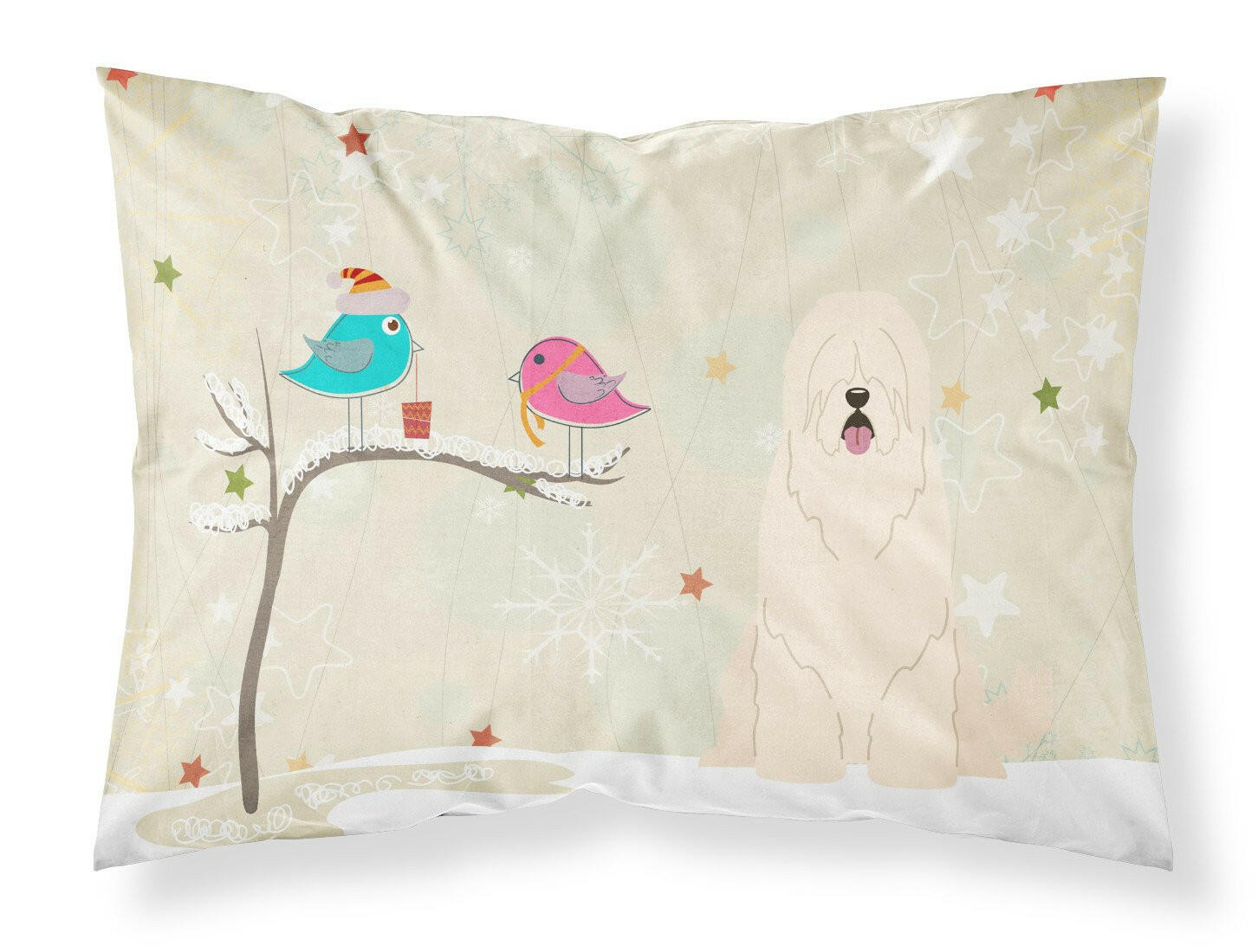 Christmas Presents between Friends South Russian Sheepdog Standard Pillowcase Lightweight Super Soft Easy Care Decorative Artwork Pillowcase, Standard
