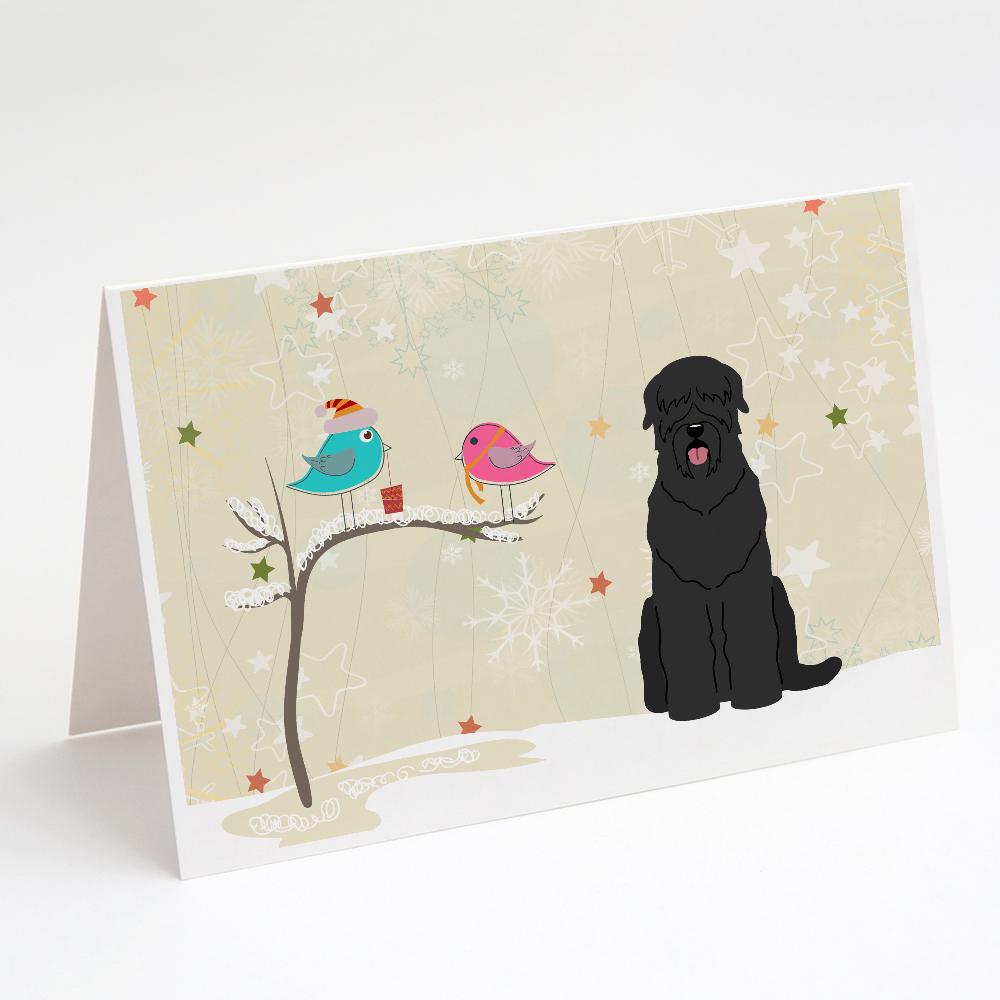 Christmas Presents between Friends Black Russian Terrier Greeting Cards Pack of 8 Blank Cards with Envelopes Whimsical A7 Size 5x7