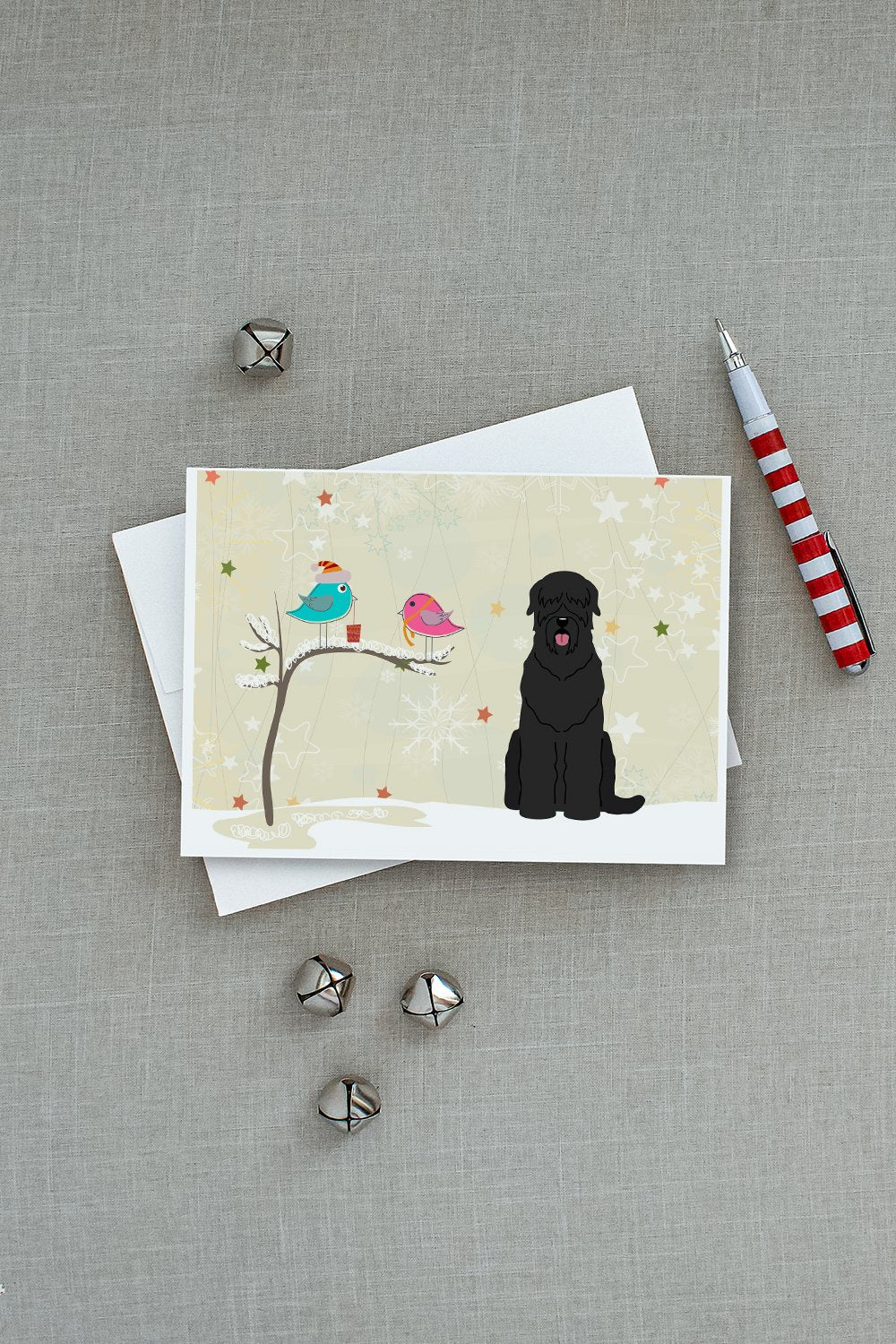 Christmas Presents between Friends Black Russian Terrier Greeting Cards Pack of 8 Blank Cards with Envelopes Whimsical A7 Size 5x7