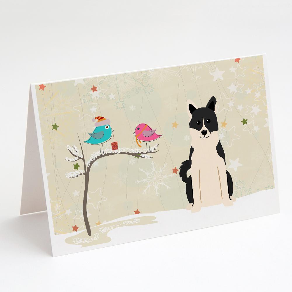 Christmas Presents between Friends Russo-European Laika Spitz Greeting Cards Pack of 8 Blank Cards with Envelopes Whimsical A7 Size 5x7