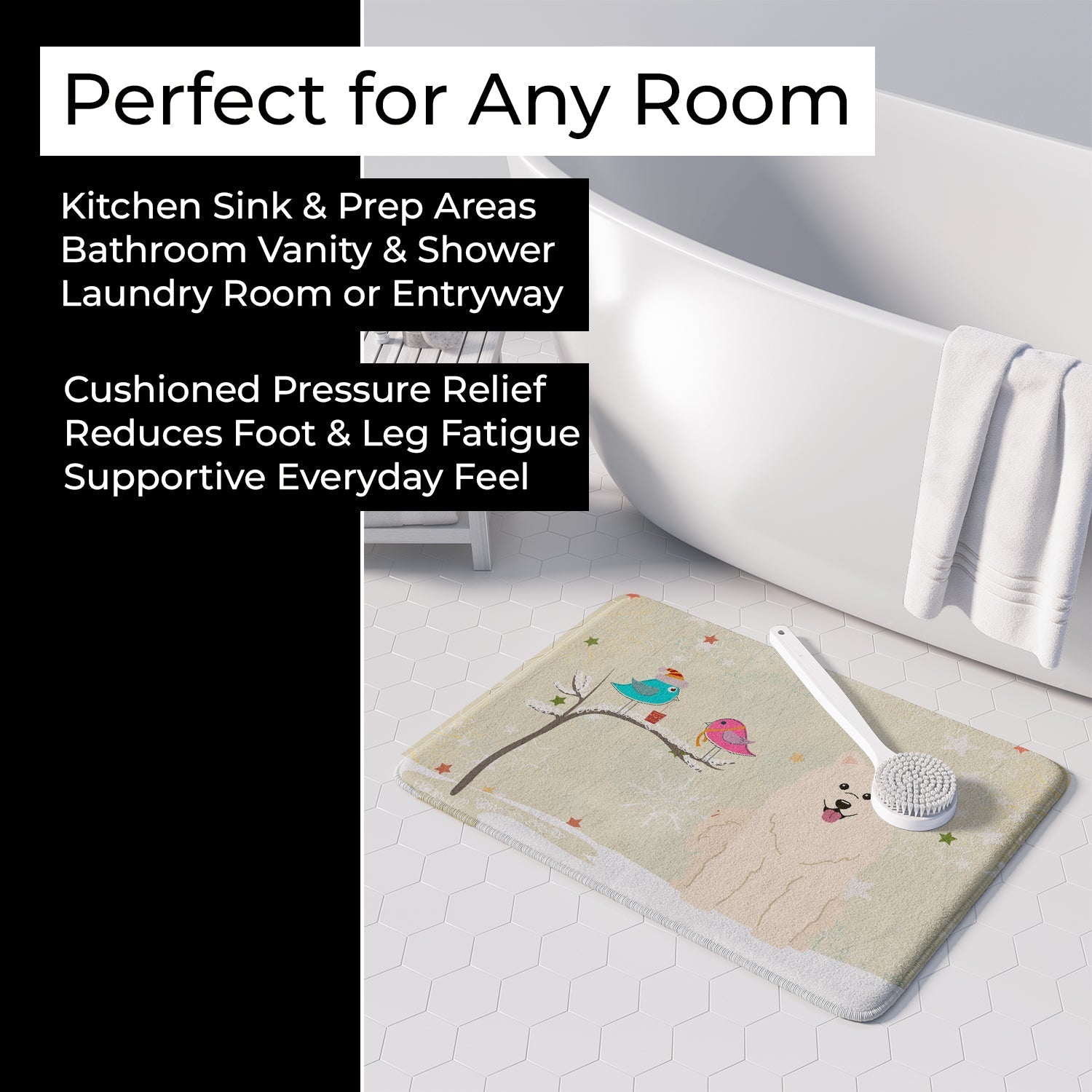 Christmas Presents between Friends Samoyed Memory Foam Kitchen Mat Machine Washable Anti-Fatigue Cushion Comfort Bath or Kitchen Rug