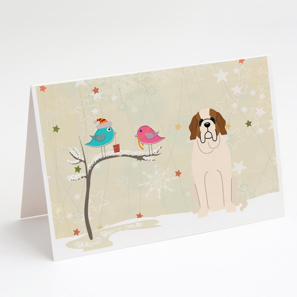 Christmas Presents between Friends Saint Bernard Greeting Cards Pack of 8 Blank Cards with Envelopes Whimsical A7 Size 5x7