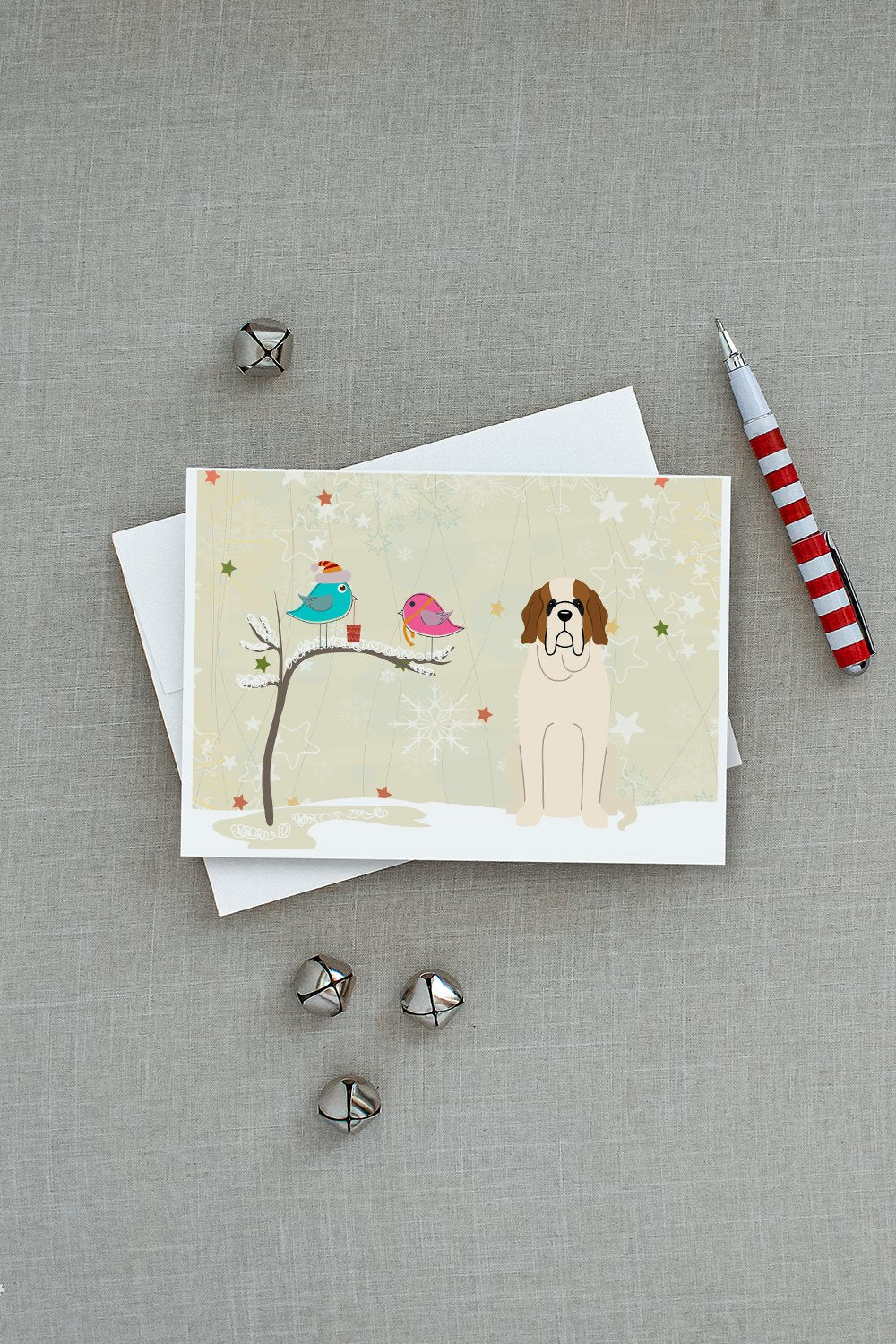 Christmas Presents between Friends Saint Bernard Greeting Cards Pack of 8 Blank Cards with Envelopes Whimsical A7 Size 5x7