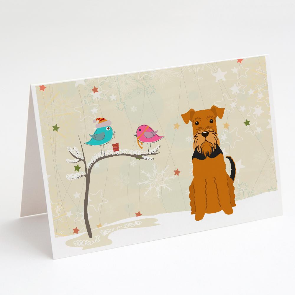 Christmas Presents between Friends Airedale Terrier Greeting Cards Pack of 8 Blank Cards with Envelopes Whimsical A7 Size 5x7