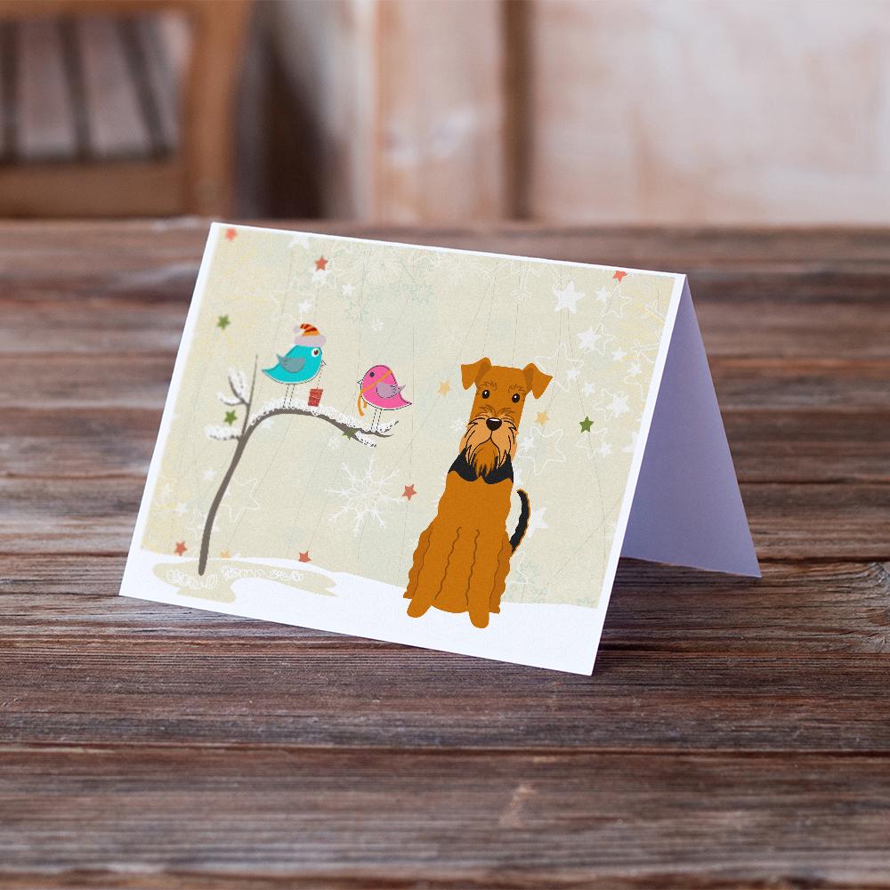 Christmas Presents between Friends Airedale Terrier Greeting Cards Pack of 8 Blank Cards with Envelopes Whimsical A7 Size 5x7