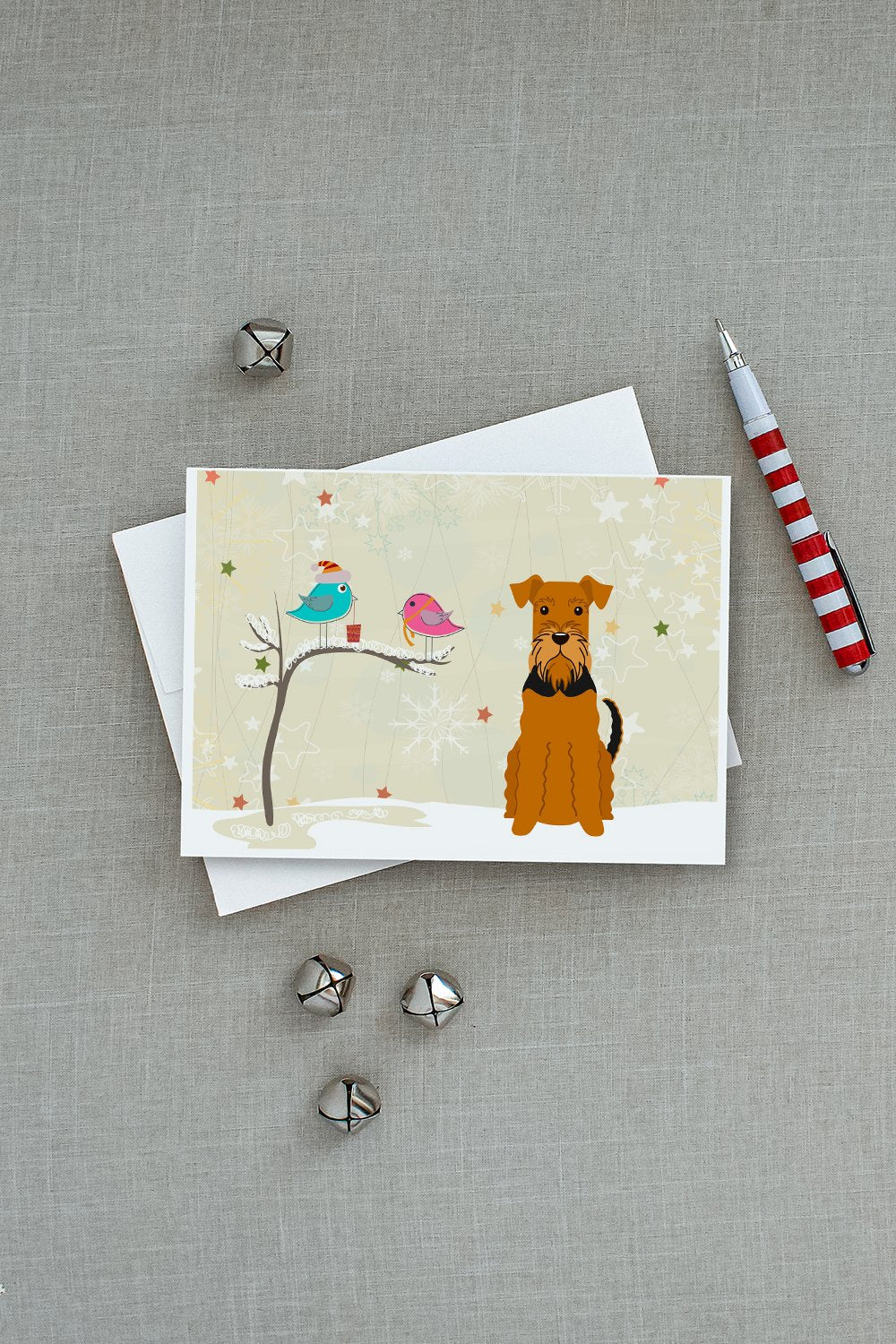 Christmas Presents between Friends Airedale Terrier Greeting Cards Pack of 8 Blank Cards with Envelopes Whimsical A7 Size 5x7