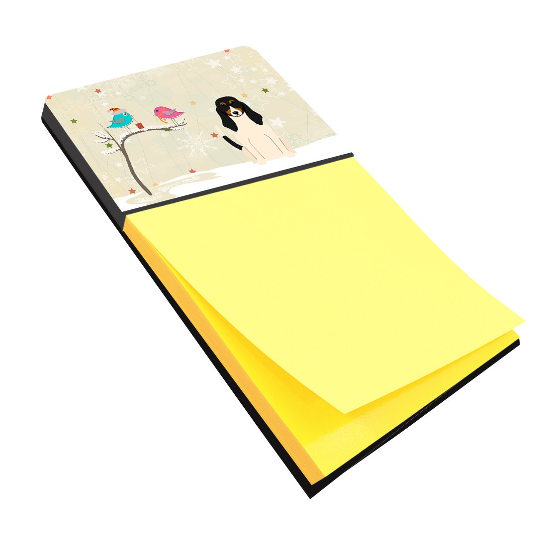 Christmas Presents between Friends Swiss Hound Watercolor Sticky Note Holder Refillable Dispenser Desk Accessory 3x3 Pad Gift