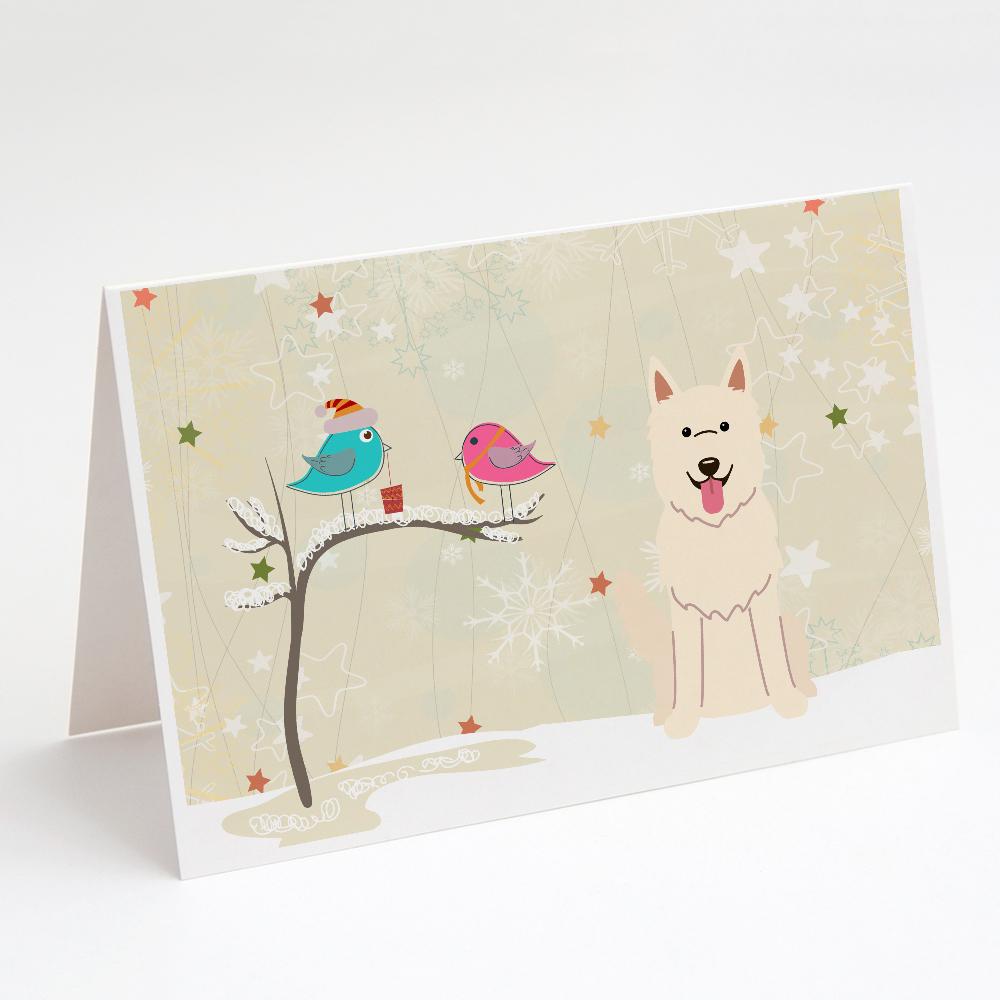 Christmas Presents between Friends German Shepherd - White Greeting Cards Pack of 8 Blank Cards with Envelopes Whimsical A7 Size 5x7