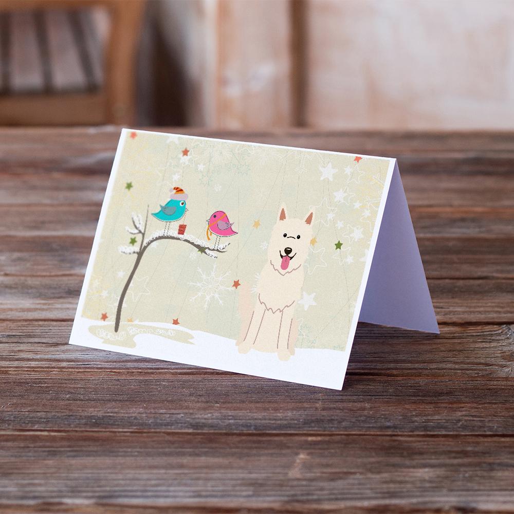 Christmas Presents between Friends German Shepherd - White Greeting Cards Pack of 8 Blank Cards with Envelopes Whimsical A7 Size 5x7