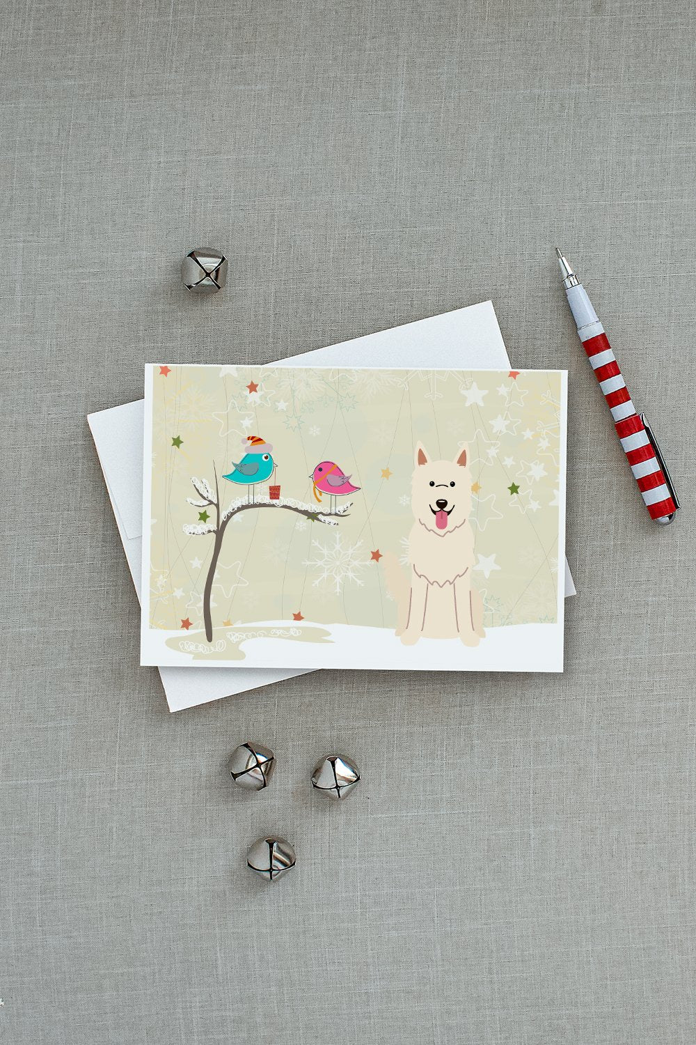 Christmas Presents between Friends German Shepherd - White Greeting Cards Pack of 8 Blank Cards with Envelopes Whimsical A7 Size 5x7